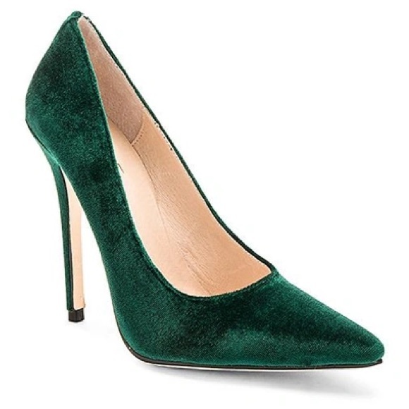 RAYE Shoes - Raye Raven Heel in Green Velvet, 8